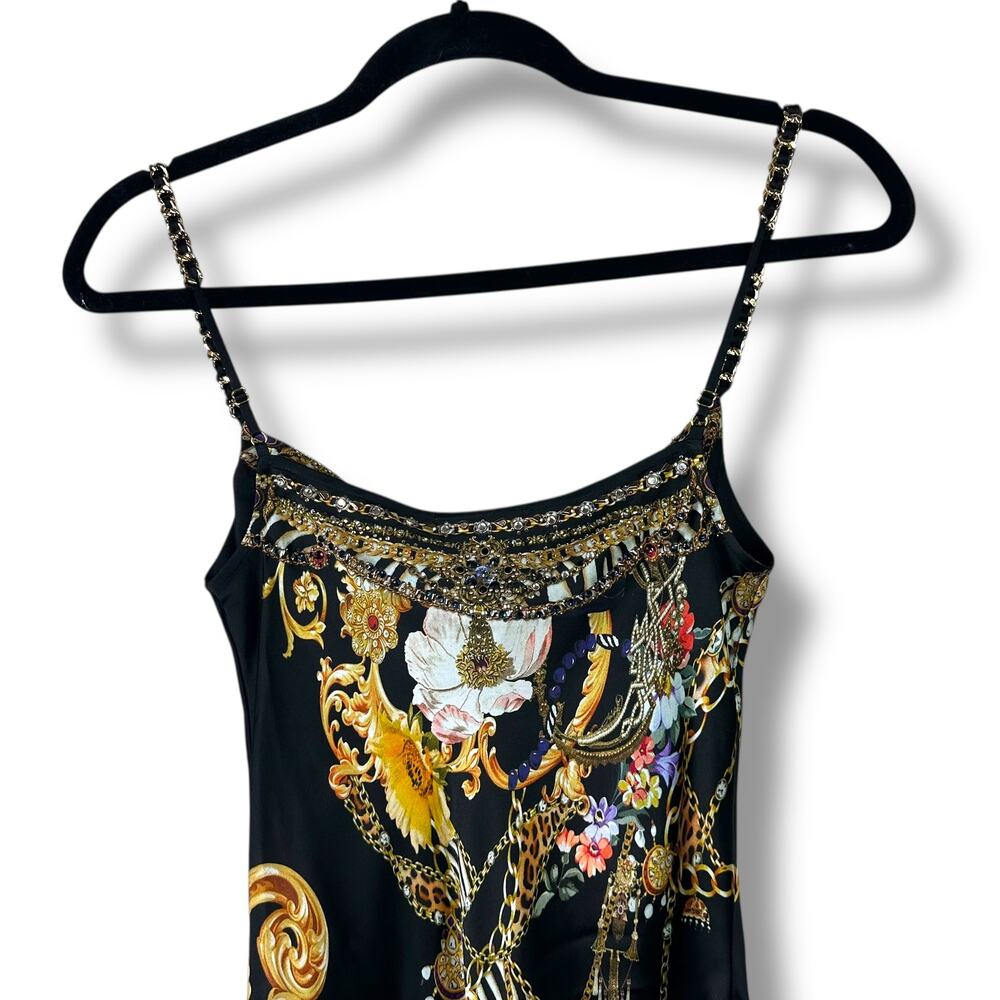 CAMILLA A Night In The 90s Short Bias Silk Crystal Cowl Neckline Slip Mini Dress - Picture 12 of 16